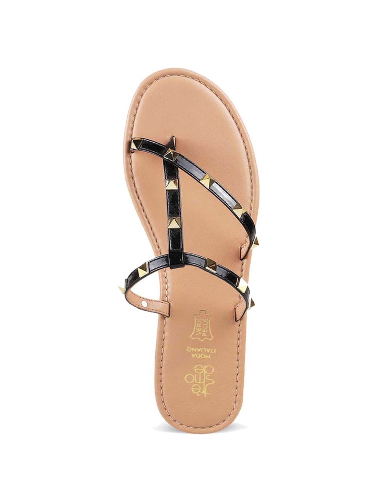 Tresmode Women's Black Toe Ring Sandals