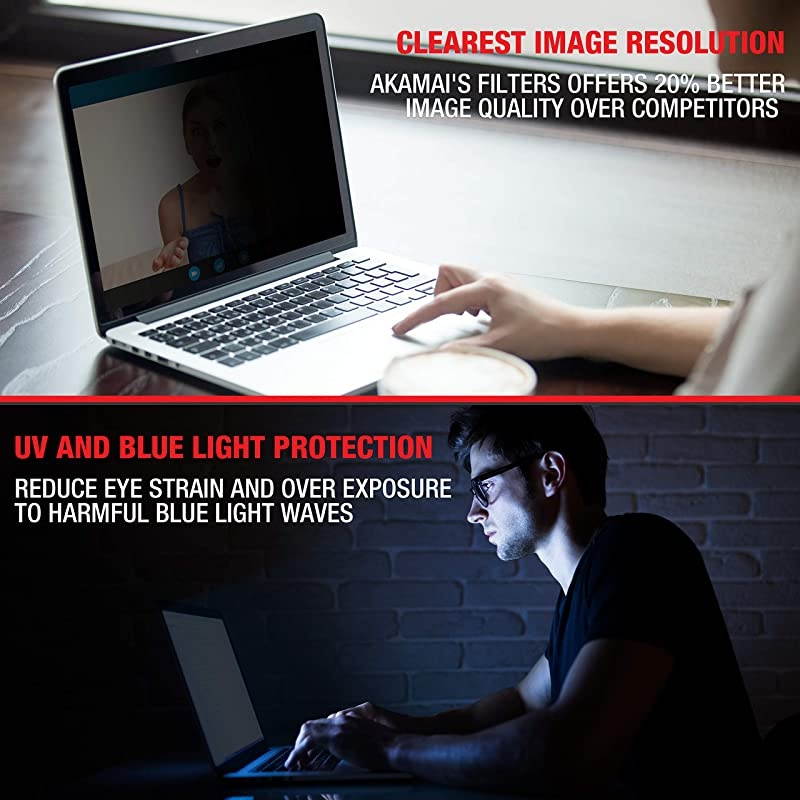 Akamai Computer Privacy Screen 43 Black Security Shield Laptop Monitor Protector UV and Blue Light Filter