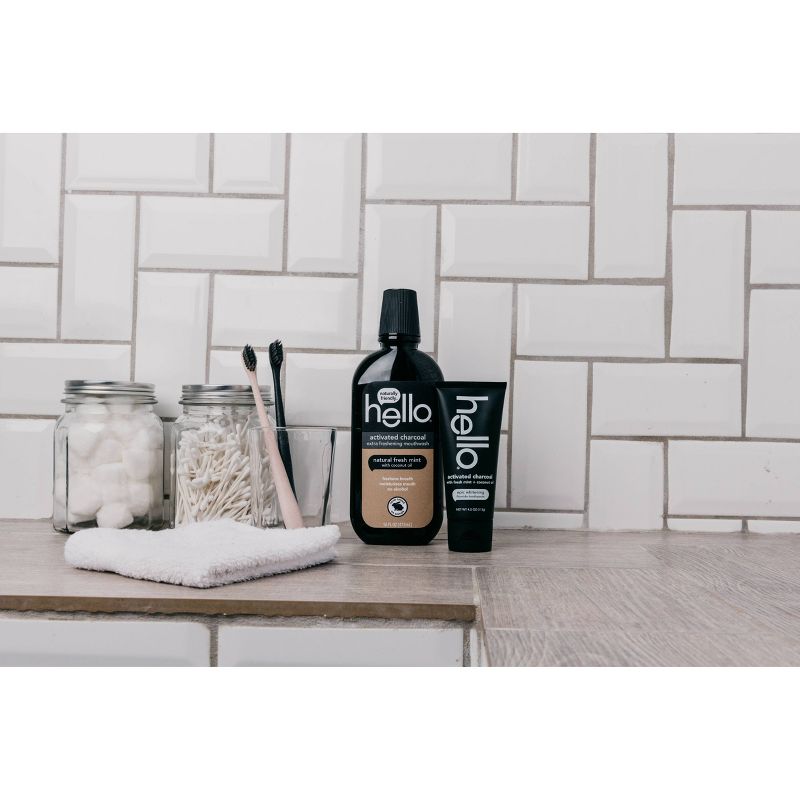 hello Activated Charcoal Whitening Fluoride Toothpaste , sls Free and Vegan , 4oz