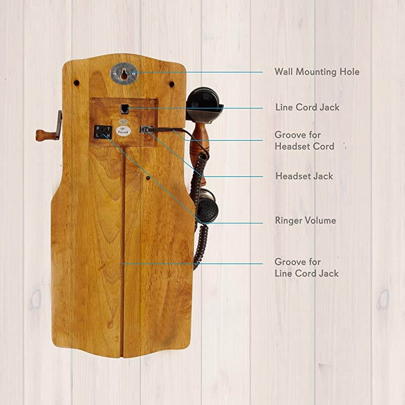 PRT45 Retro Antique Country Wall Phone Retail Packaging Wood
