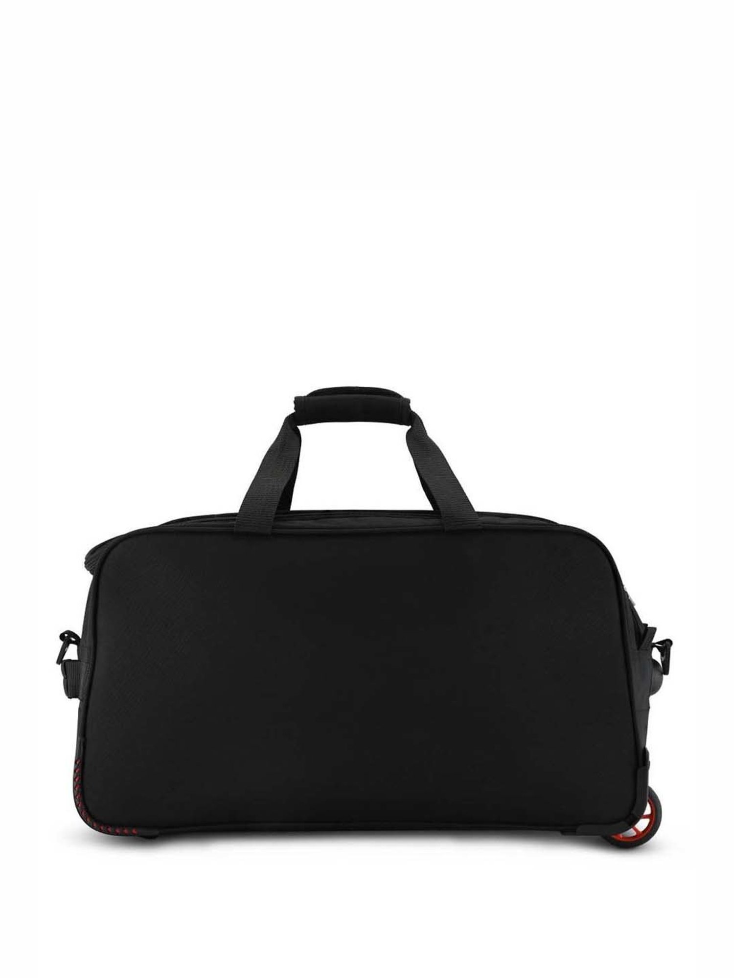 Harissons Eminent Black Polyester Solid Duffle Trolley Bag