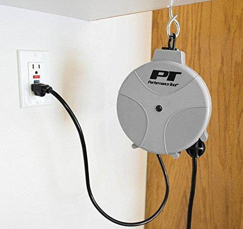 Performance Tool W2275 20' 18GA Retractable Cord Reel with Spring Loaded Auto-Rewind