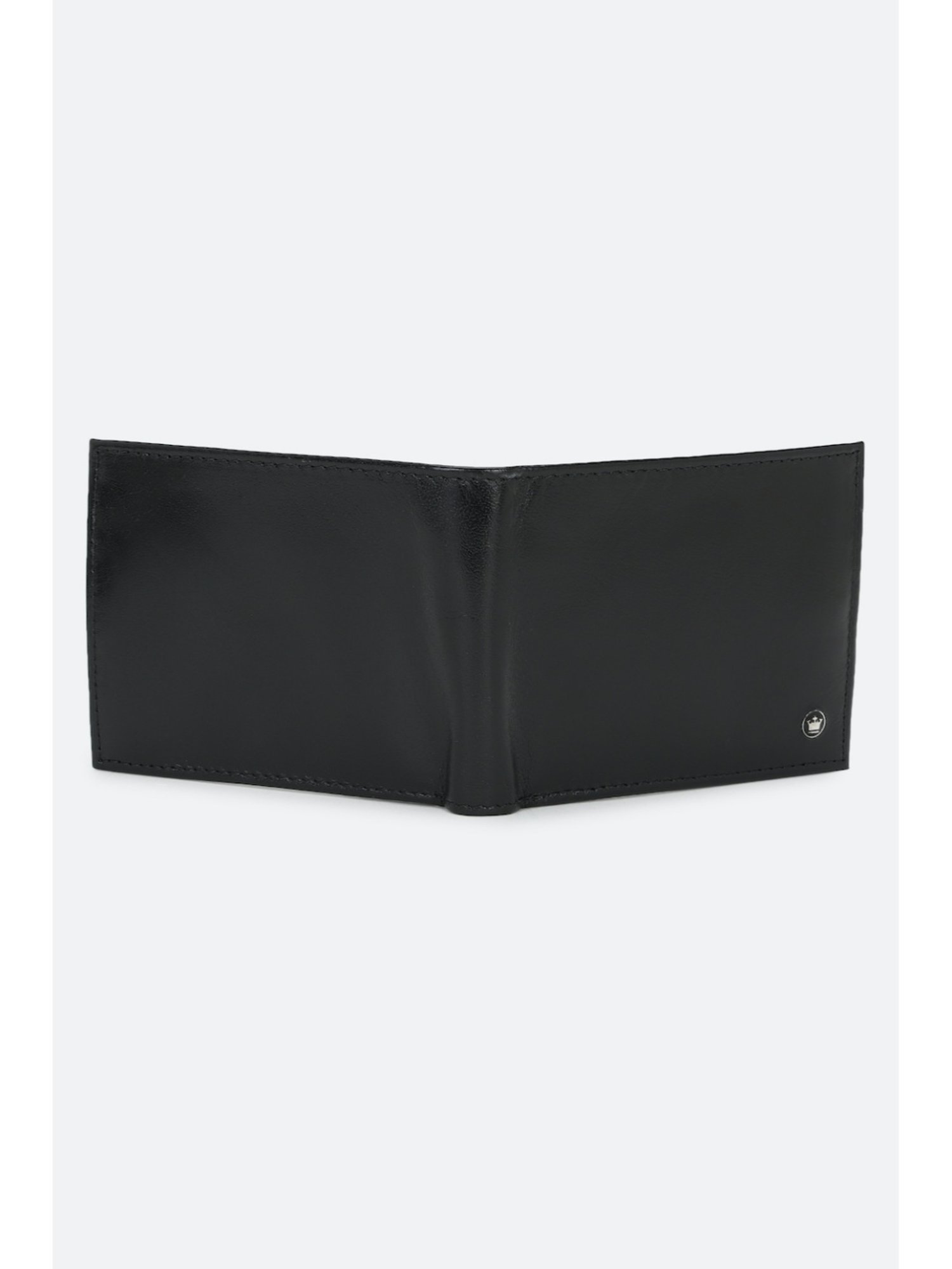 Louis Philippe Black Leather Solid Bi-Fold Wallet for Men