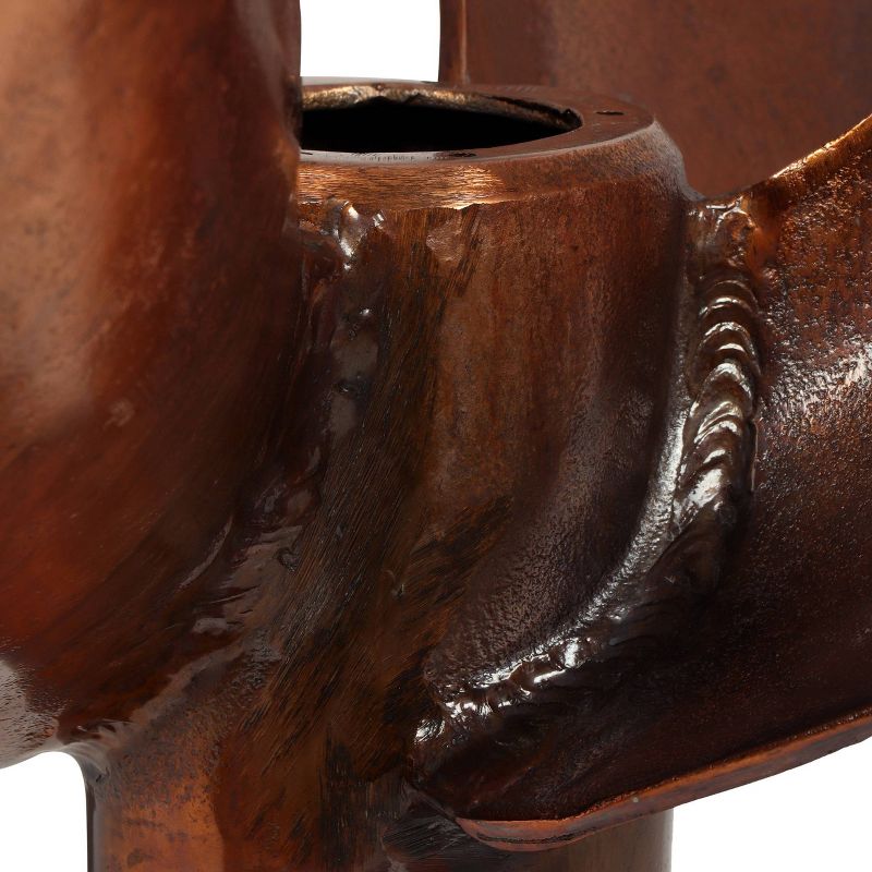 Huntley Boho Glam Handcrafted Aluminum Glass Top Propeller Side Table Burnt Copper - Christopher Knight Home