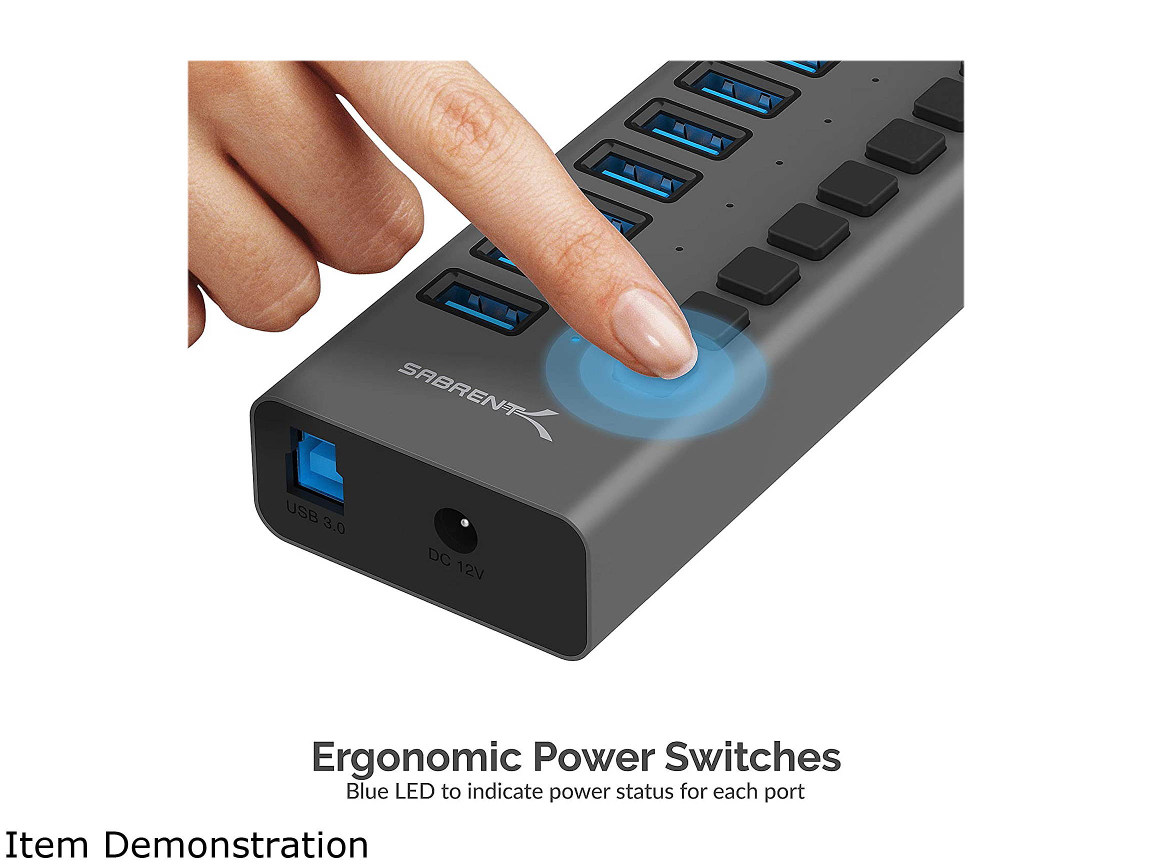 Sabrent 16-PORT USB 3.0 DATA HUB and Charger with individual switches [90 Watts] (HB-PU16)
