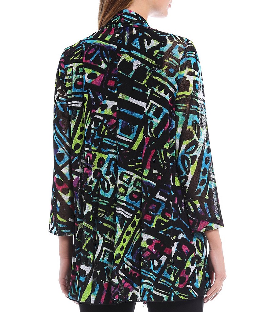Ali Miles Abstract Print 3/4 Sleeve Onion Skin Jacket