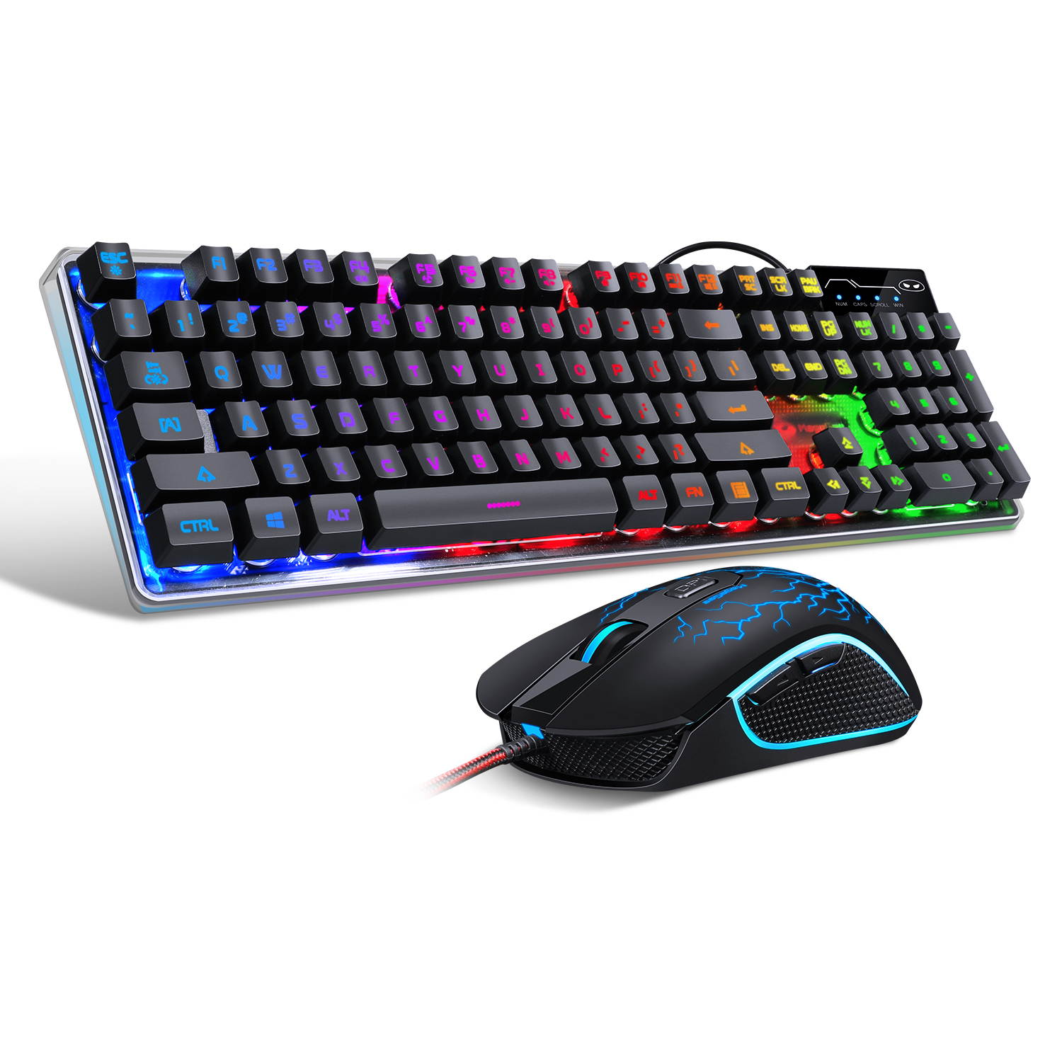 Gaming Keyboard and Mouse Combo, MageGee K1 LED Rainbow Backlit Keyboard with 104 Key Computer PC Gaming Keyboard for PC/Laptop(Black)