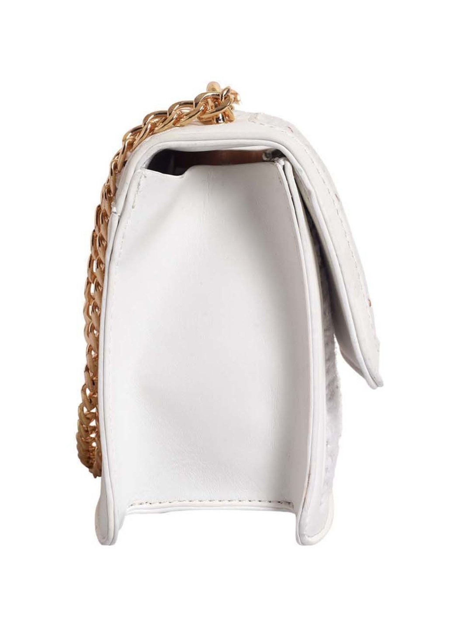 Lino Perros White Textured Medium Sling Handbag