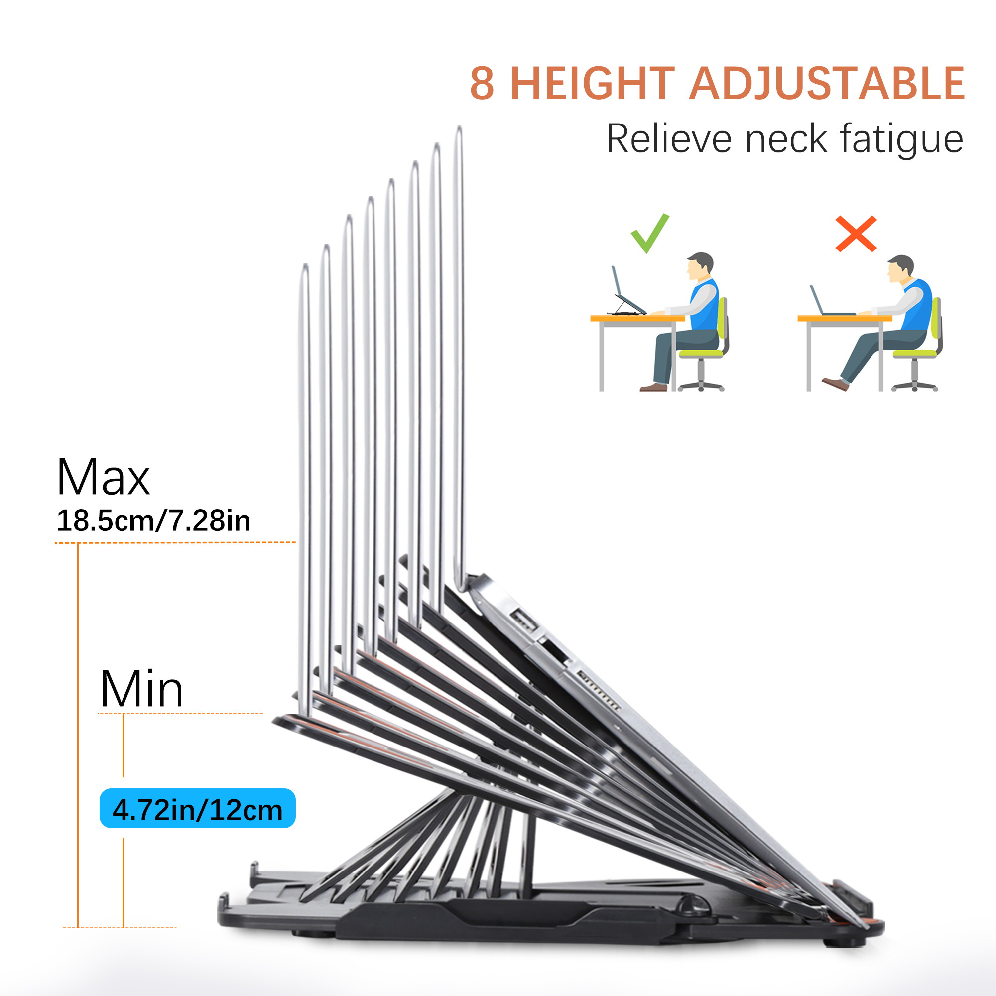 Laptop Cooling Pad, Laptop Cooler with 5 Quiet Red LED Fans for 12"-17" Inch Laptop, Dual USB 2.0 Ports, Portable Angle Adjustable Laptop Stand for Gaming Laptop-Green