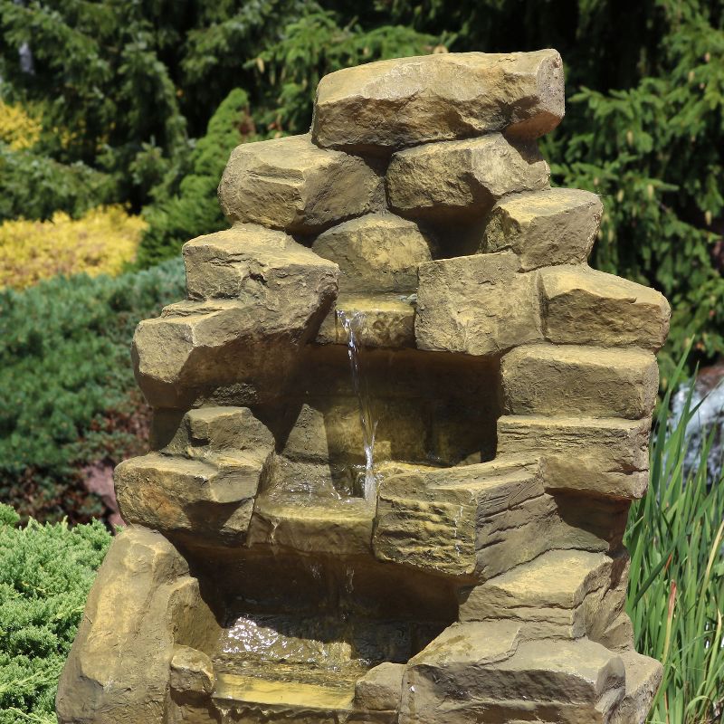 Sunnydaze 37"H Electric Fiberglass Stone Falls Waterfall Outdoor Water Fountain