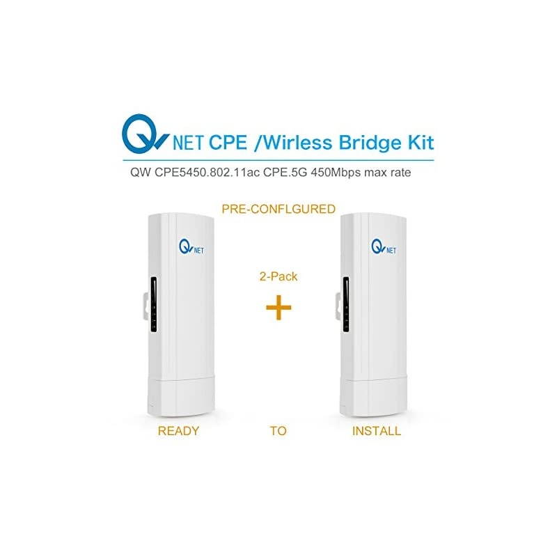 CPE5450 Wireless Bridge Kit, 5GHz 450Mbps 802.11ac Pre-configured CPE Kit, 3KM Max. Range Indoor & Outdoor Point to Point Client Bridge, Wireless Access Point?2-Pack?