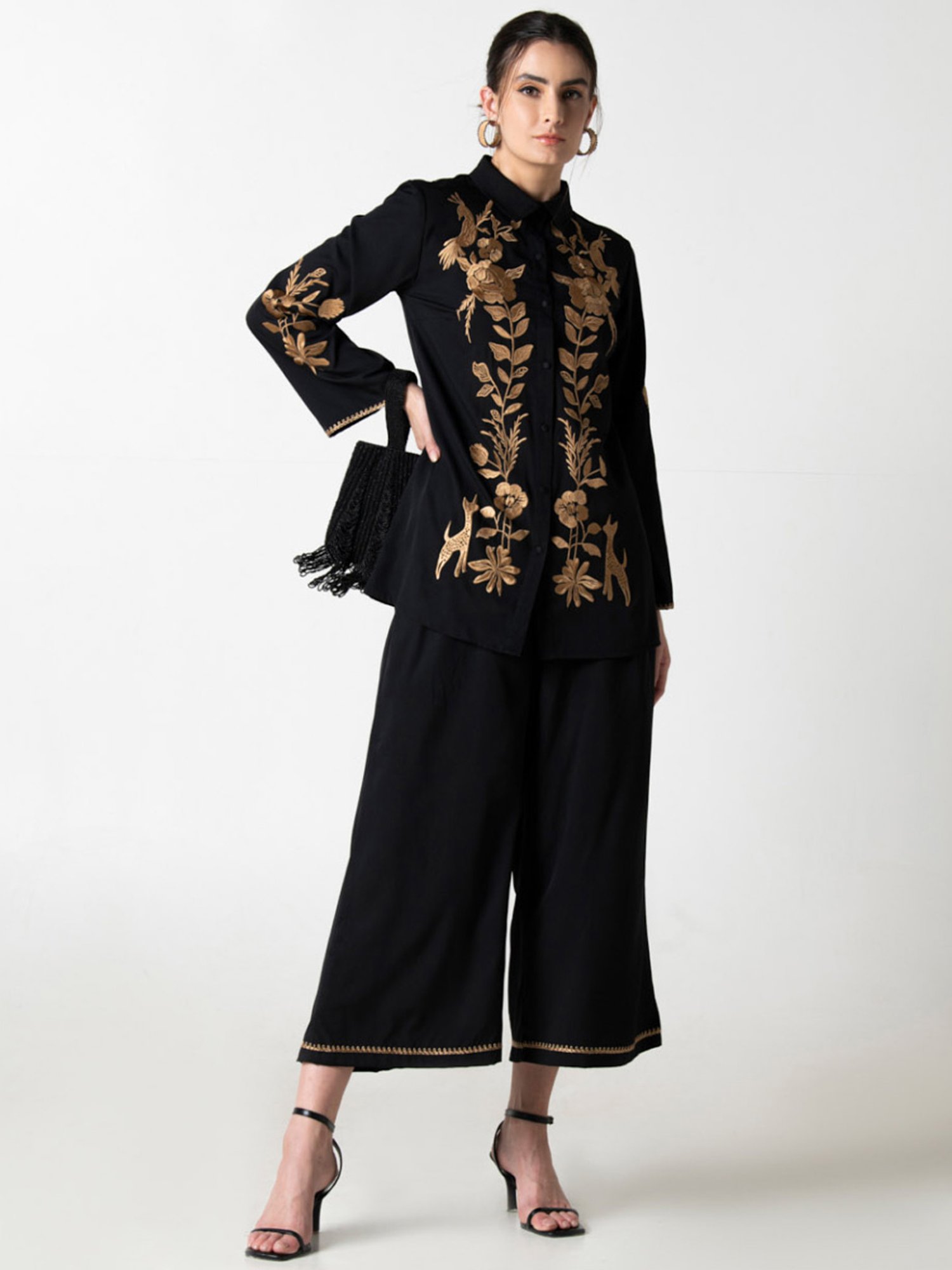 Melon by PlusS Blue Printed Shirt Pant Set