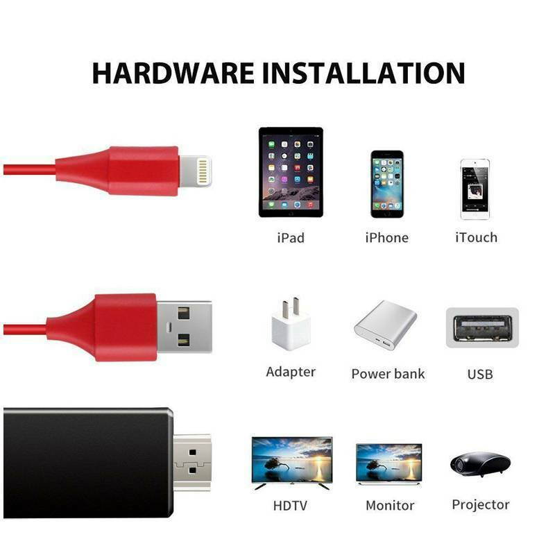 Lightning to HDMI Cable Adapter, For iPhone 11 Pro XR XS Max 8 7 6 to HDMI Cable 1080P AV Adapter Cable 6.6feet for Apple iPhone, iPad, iPod, Projector, TV and More