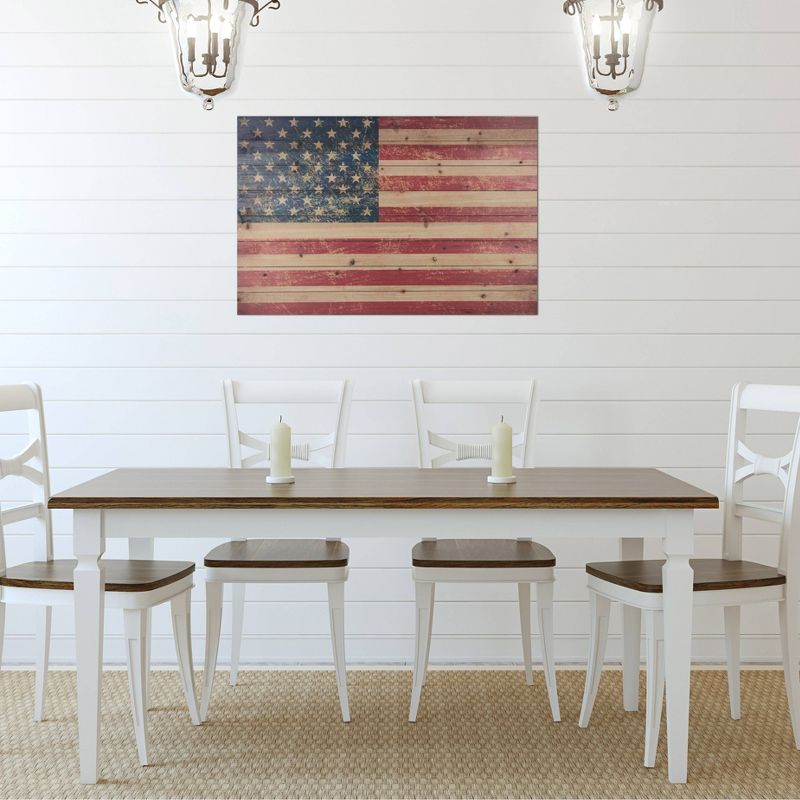 24" x 36" USA Flag Print on Planked Wood Wall Sign Panel - Gallery 57
