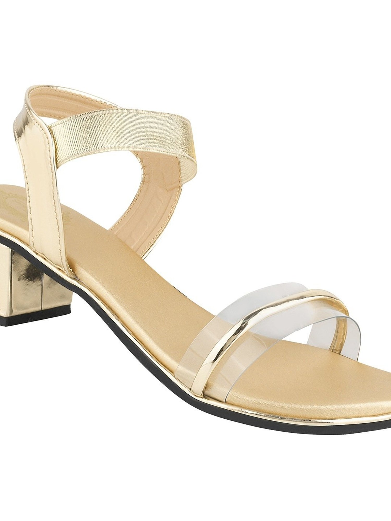 Shoetopia Women's Gold Ankle Strap Sandals