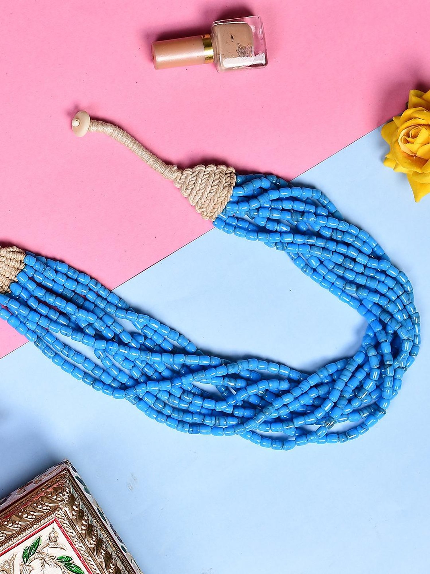 Imli Street Blue Vintage Beaded Tribal Necklace