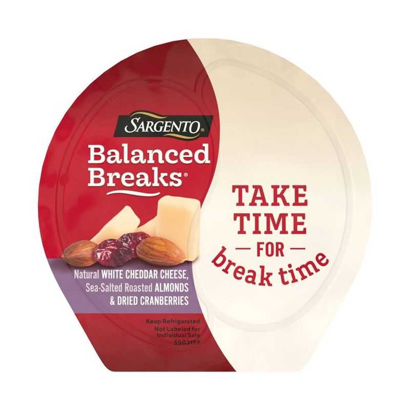 Sargento Balanced Breaks Natural White Cheddar, Sea-Salted Roasted Almonds & Dried Cranberries - 3pk/1.5oz