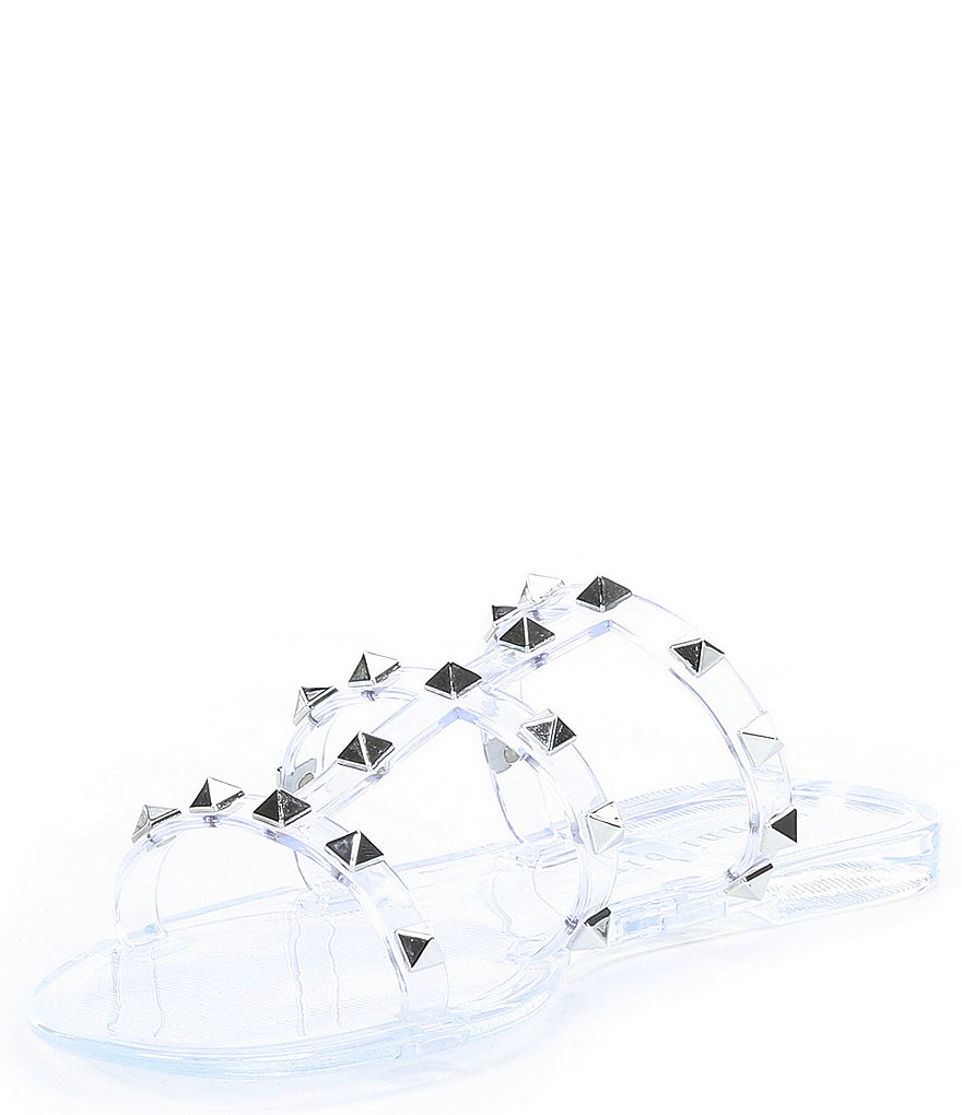 Gianni Bini Tiphany Clear Triple Band Studded Jelly Slides