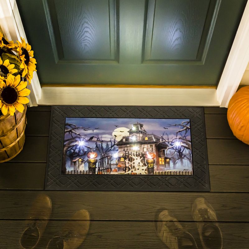 Evergreen Flag Cambridge Welcome Burlap Sassafras Switch Mat - 22" Long x 10" High