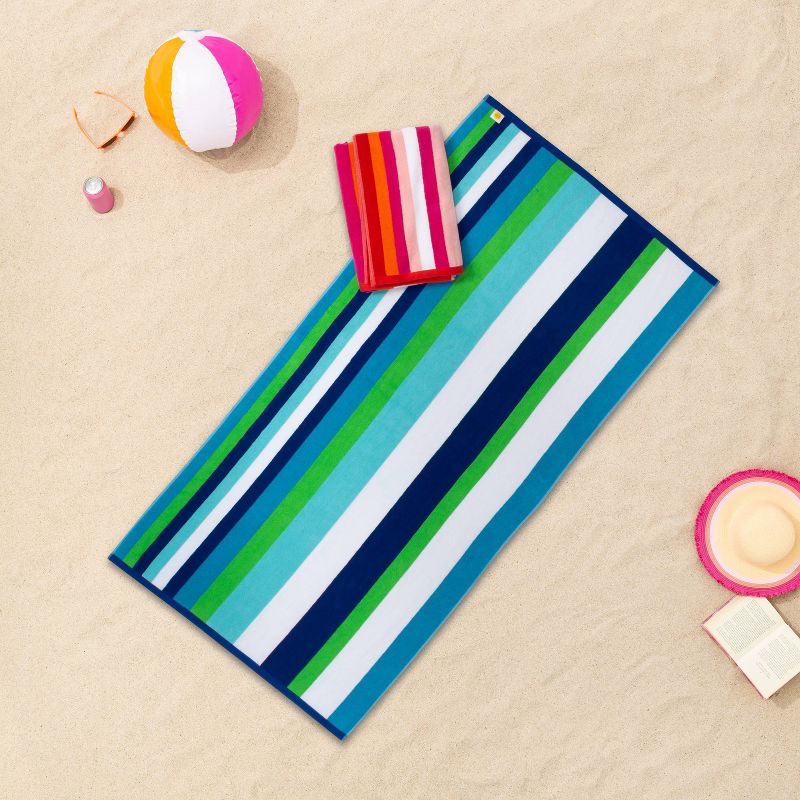 2pk Cool and Warm Striped Sand Resistant Beach Towel Set - Sun Squad™