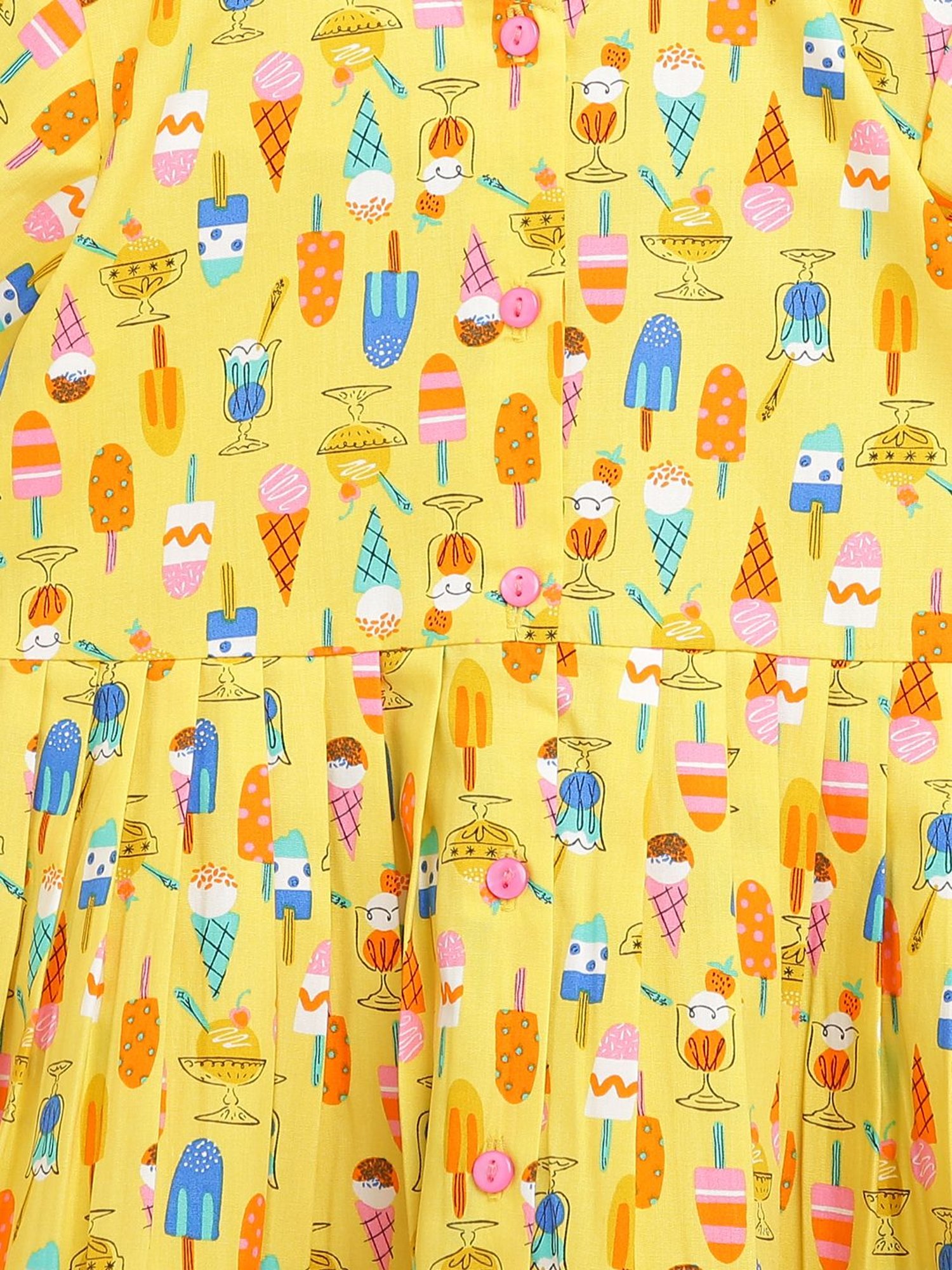 Campana Kids Yellow Cotton Printed Dress