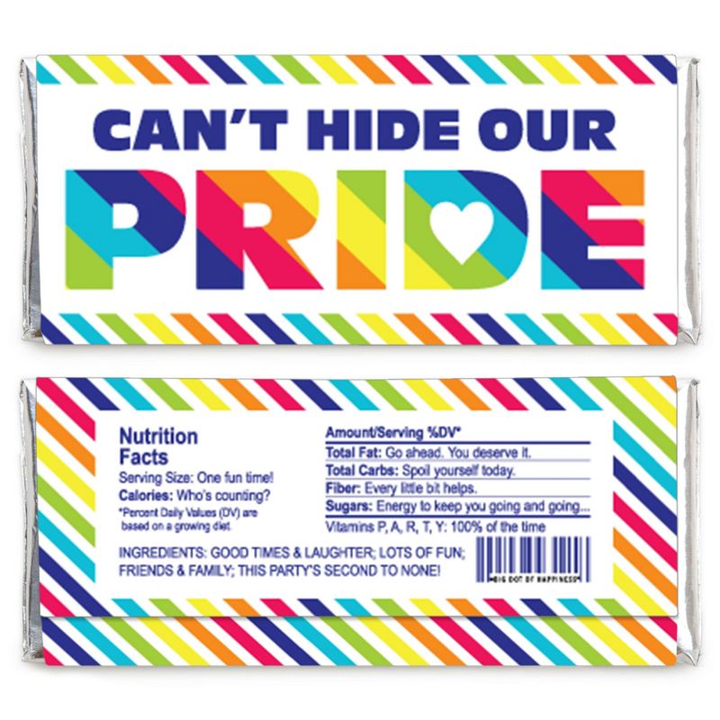 Big Dot of Happiness Love is Love - Gay Pride - Candy Bar Wrapper LGBTQ Rainbow Party Favors - Set of 24