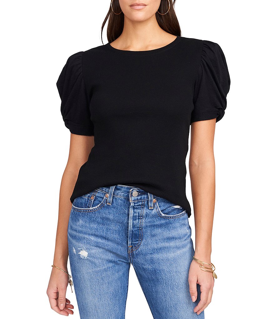 WAYF Double Ruffle V-Neck Peplum Top