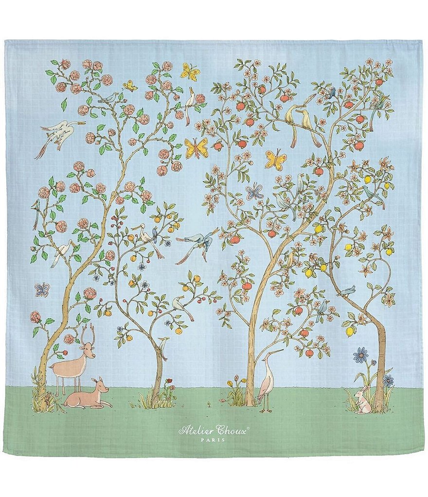 Atelier Choux Paris Baby Organic Cotton In Bloom Swaddle Blanket with Gift Box