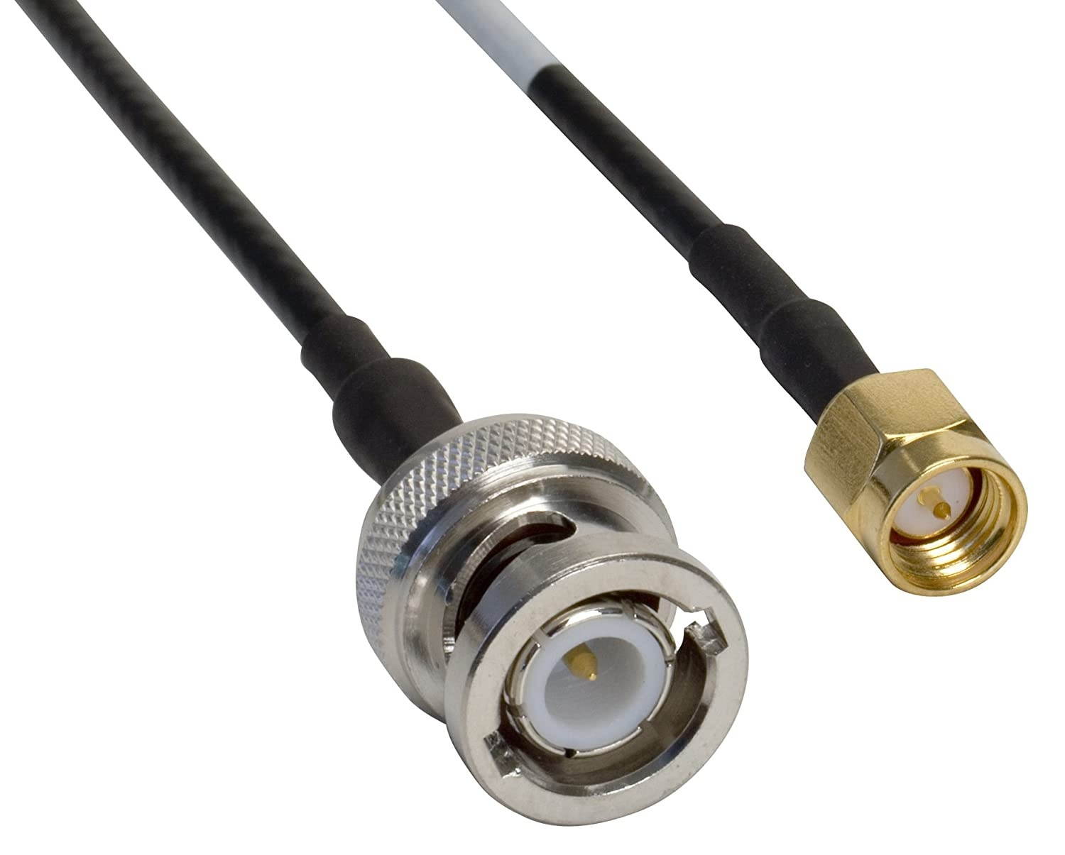 Amphenol CO-174SMAZBNC-005 Black RG174 SMA Male to BNC Male Coaxial Cable Assembly 50 Ohm 5