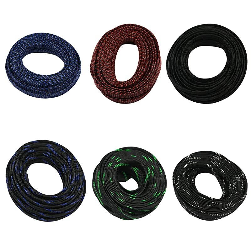 PET Expandable Sleeving Flexo Wire Cable Sleeve 13 Grass GreenBlack
