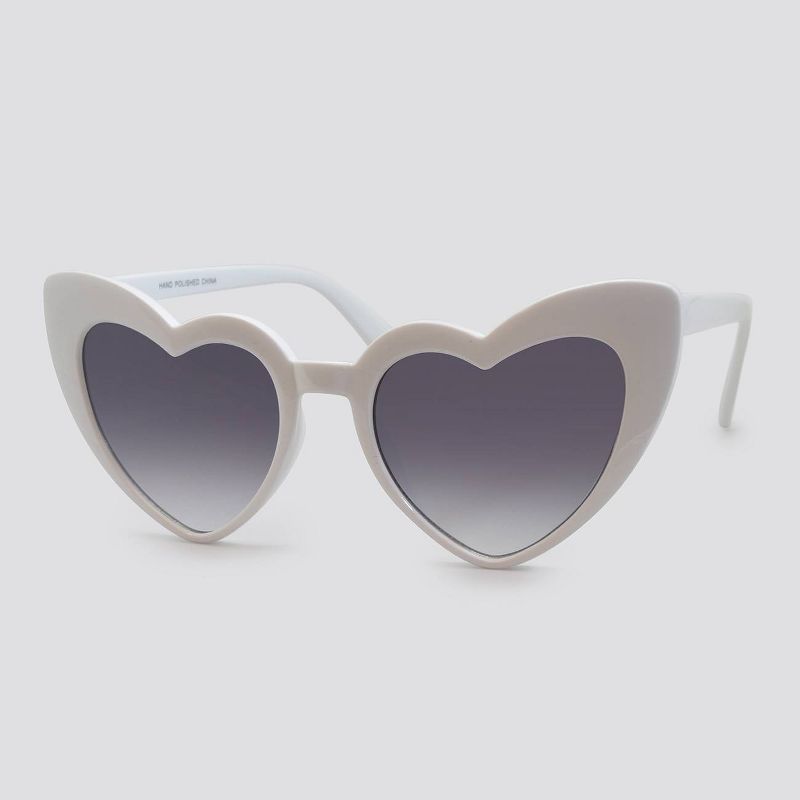 Women's Heart Shaped Plastic Silhouette Sunglasses - Wild Fable™ White