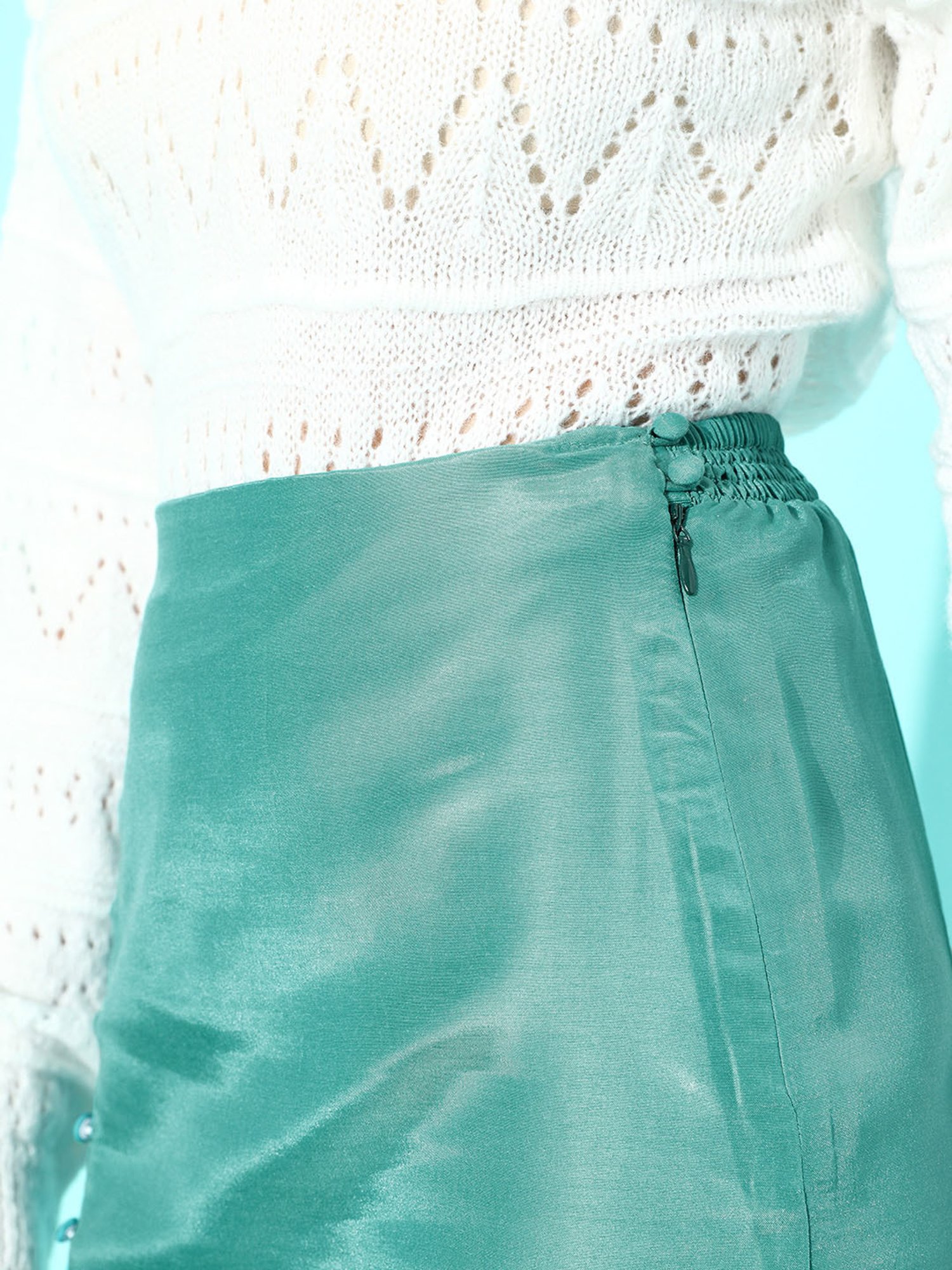 QUIERO Green Regular Fit Skirt