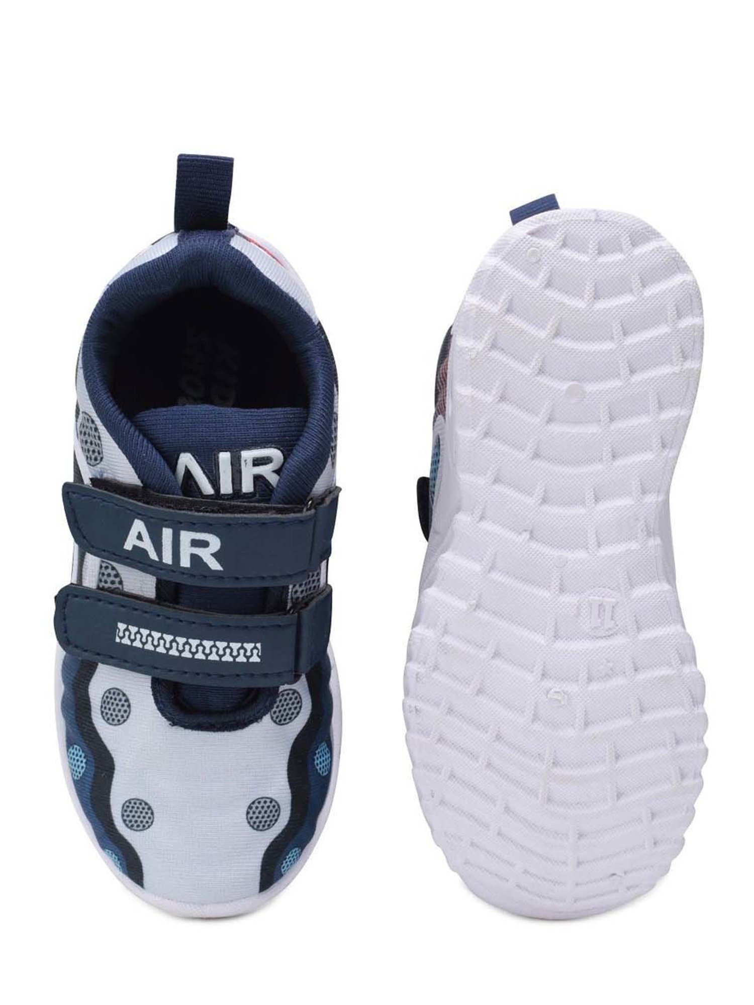 Tiny Bugs Kids White & Grey Velcro Shoes