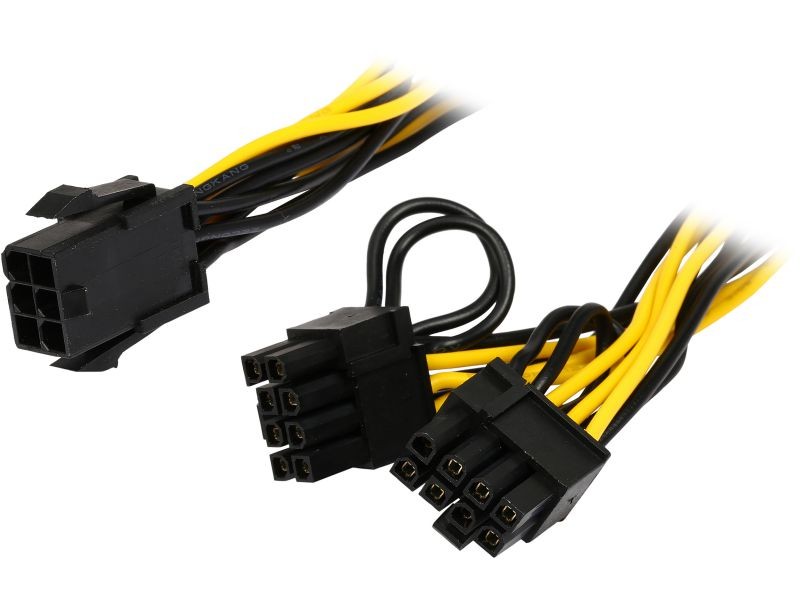 Rosewill PCIE6SPL28P-6 6.1 in. 6-pin PCIe to Two(2) x PCIe  8 (6+2) pin PCI Express Video Card 'Y' Splitter Power Adapter Converter