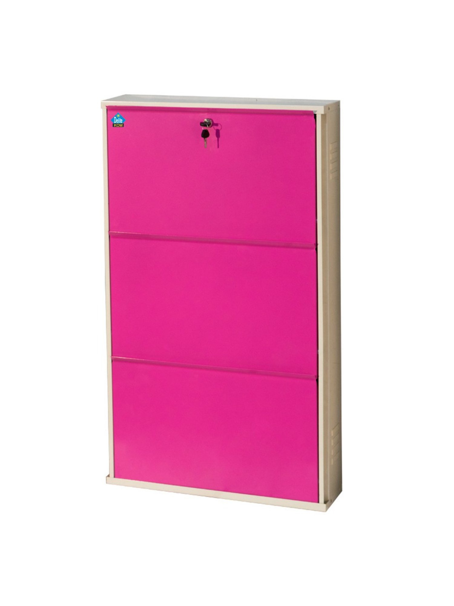 Delite Kom Metal Shoe Rack - 24" 3 Shelf, Ivory Pink, PowderCoat, Wall Mount, DIY