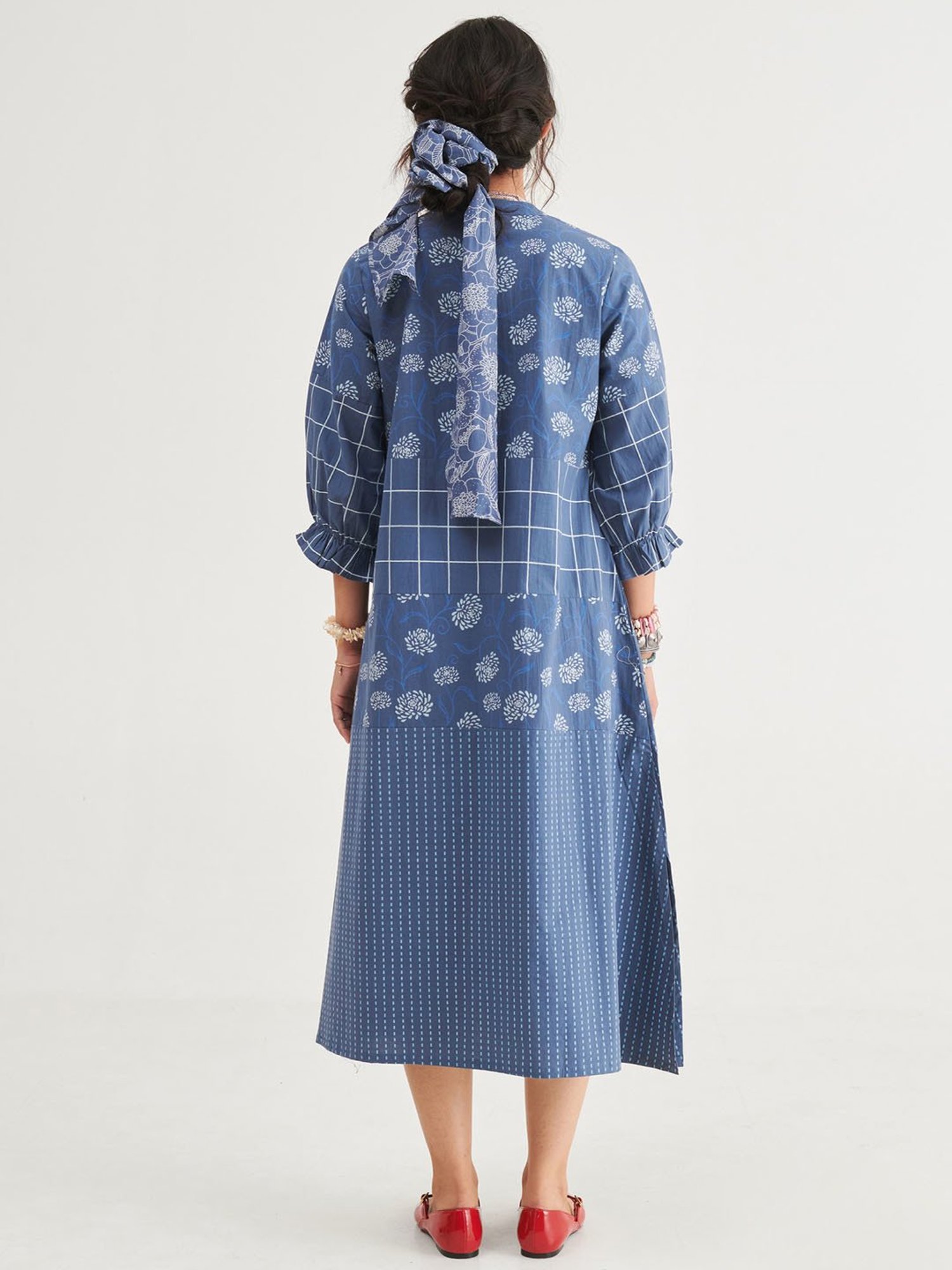 Prakriti Jaipur Indigo Tiered Floral Dress