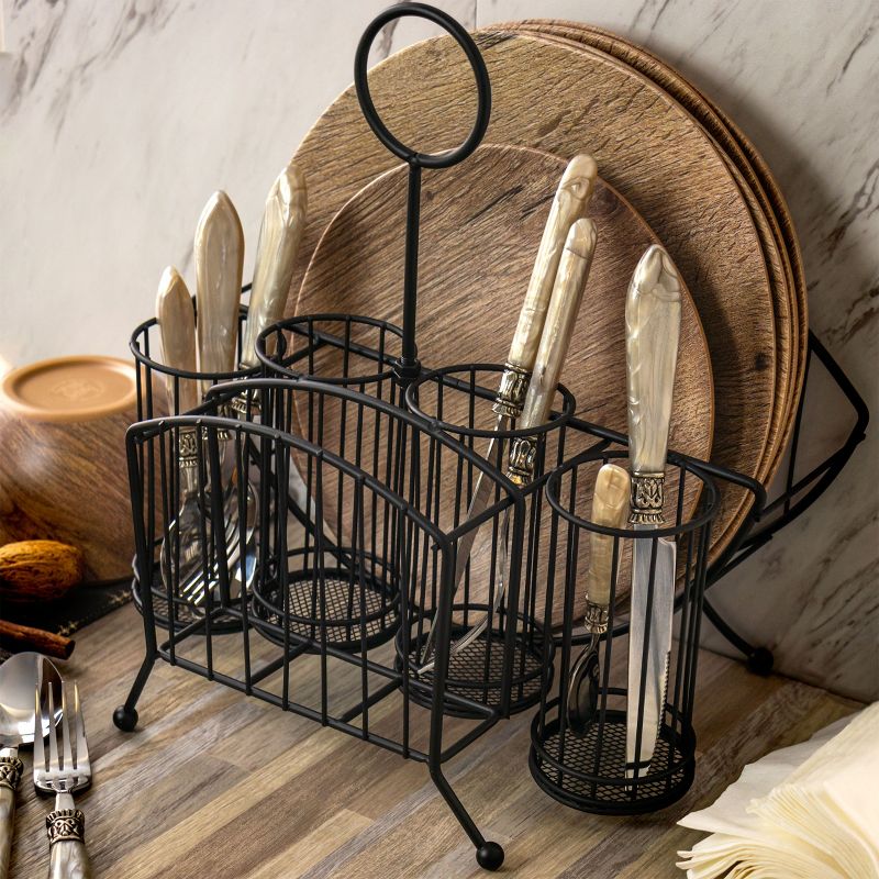 Gibson Home Central Park 11.8 Inch Iron Utensil Caddy in Black