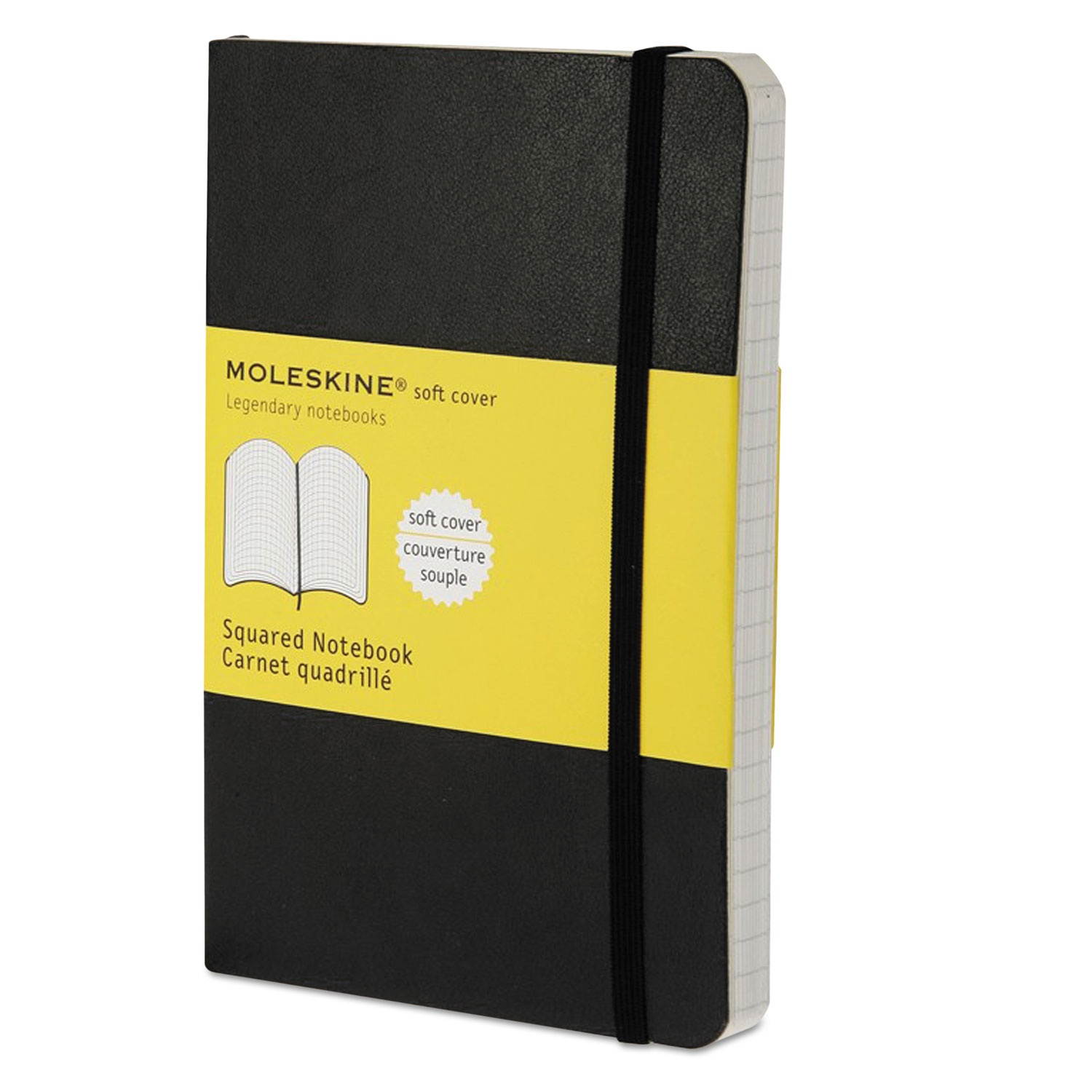 Classic Softcover Notebook, Squared, 5 1/2 x 3 1/2, Black Cover, 192 Sheets HBGMS712