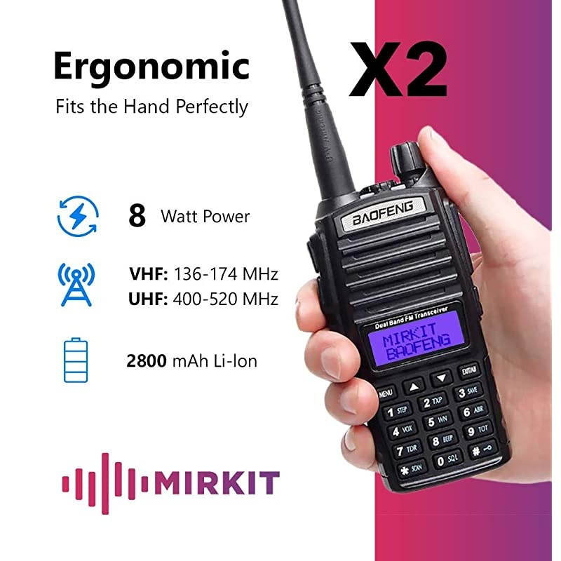 Pack 2Pc  Radio BAOFENG UV-82 Handheld MK5 8 Watt Max Power with Programming Cable