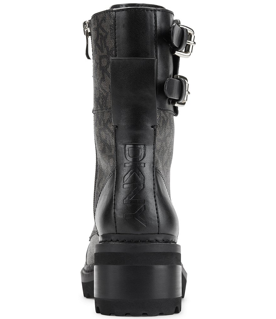 DKNY Bart Logo Print Combat Booties