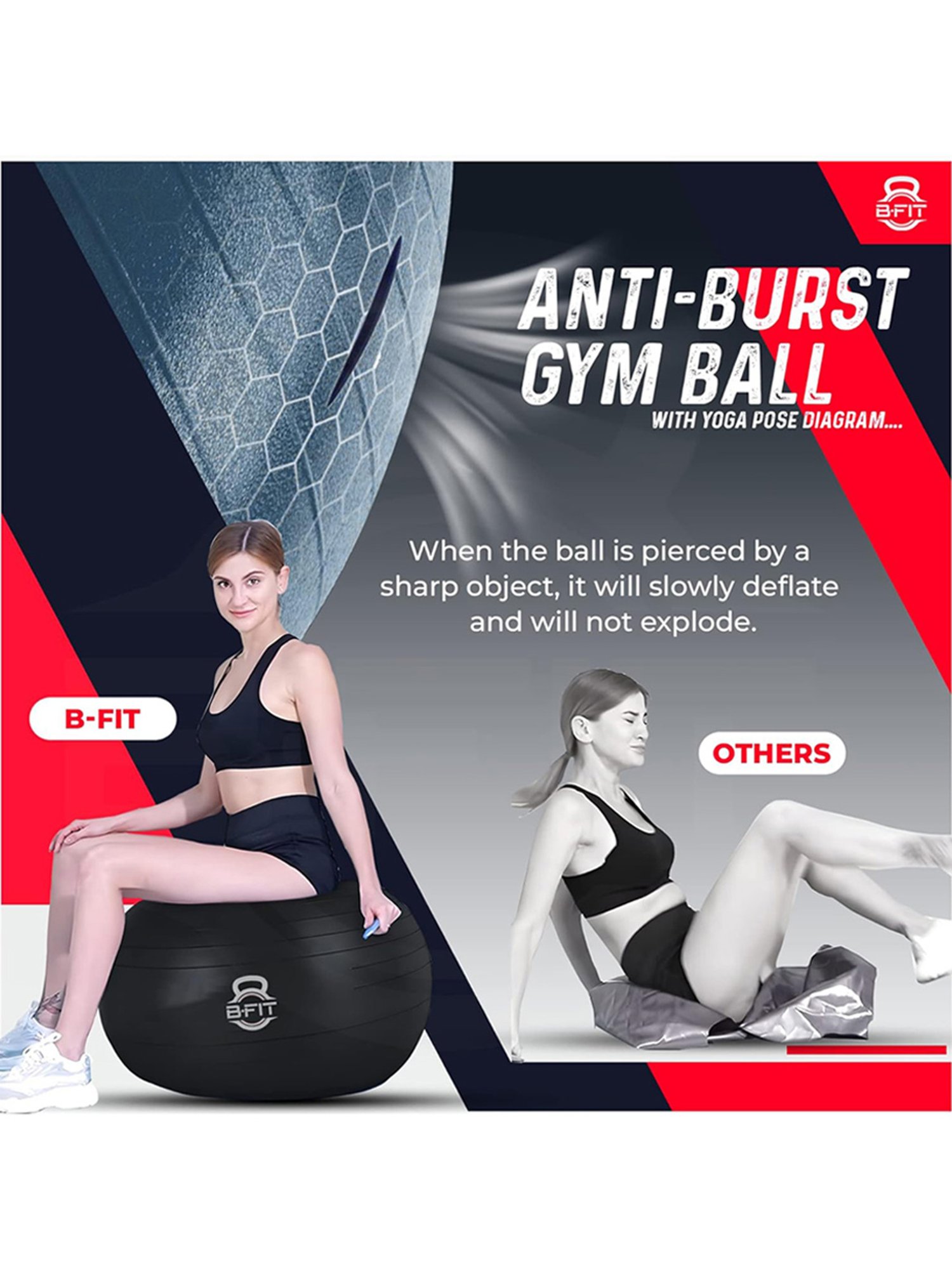 NODENS Blue Anti-Burst Gym Ball (95 cm)