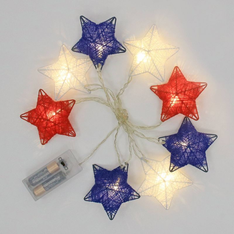 2ct LED String Lights Red/White/Blue Stars - Bullseye's Playground™