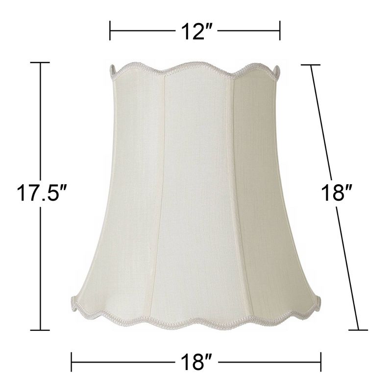 Imperial Shade Creme Large Scallop Bell Lamp Shade 12" Top x 18" Bottom x 18" Slant x 17.5 High (Spider) Replacement with Harp and Finial