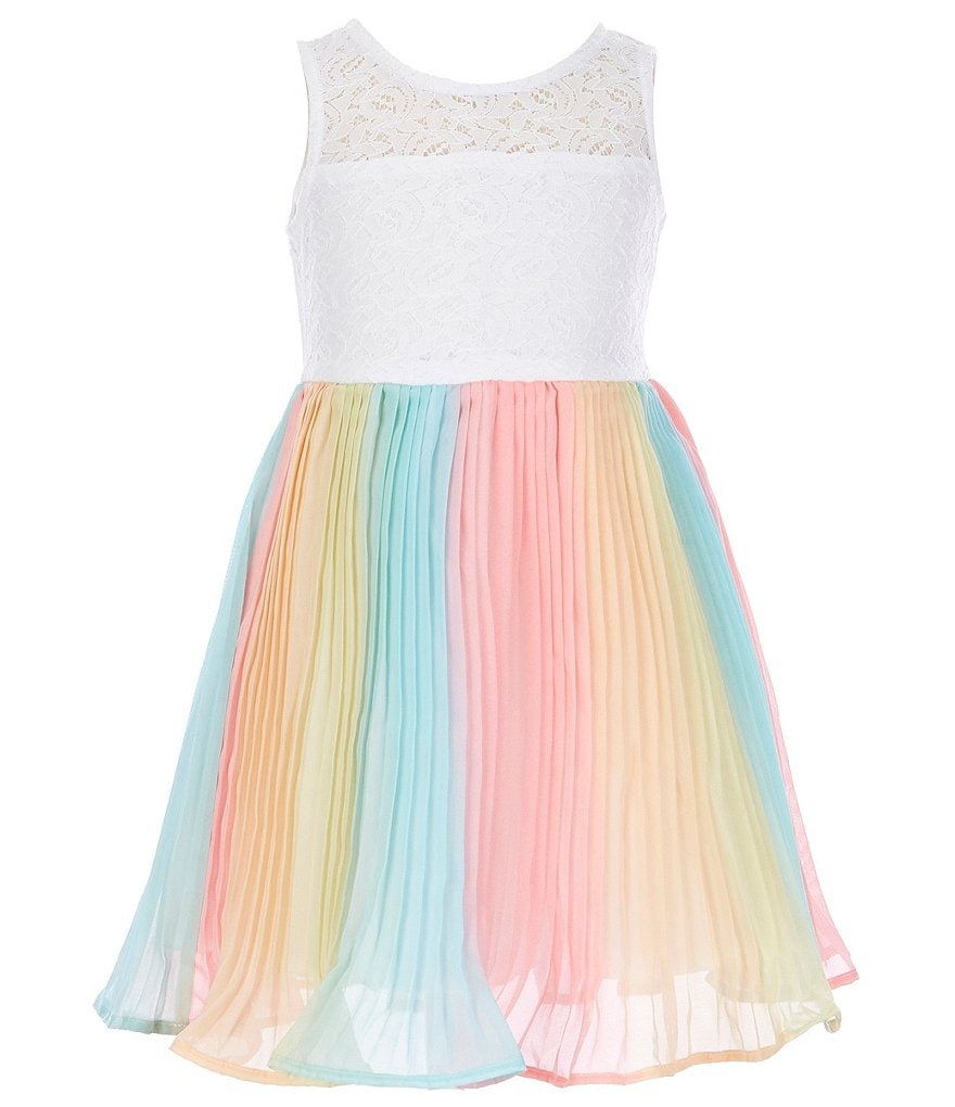 Rare Editions Little Girls 2T-6X Denim Vest & Lace/Ombre Fit-And-Flare Dress Set