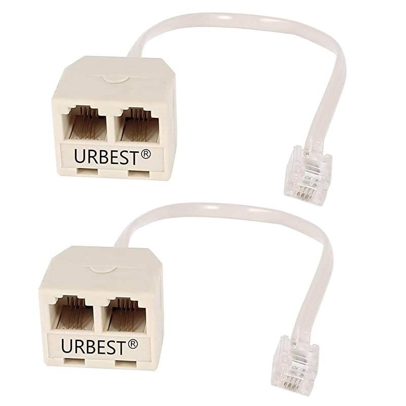 2 pcs rj11 male to female two way telephone splitter converter cable