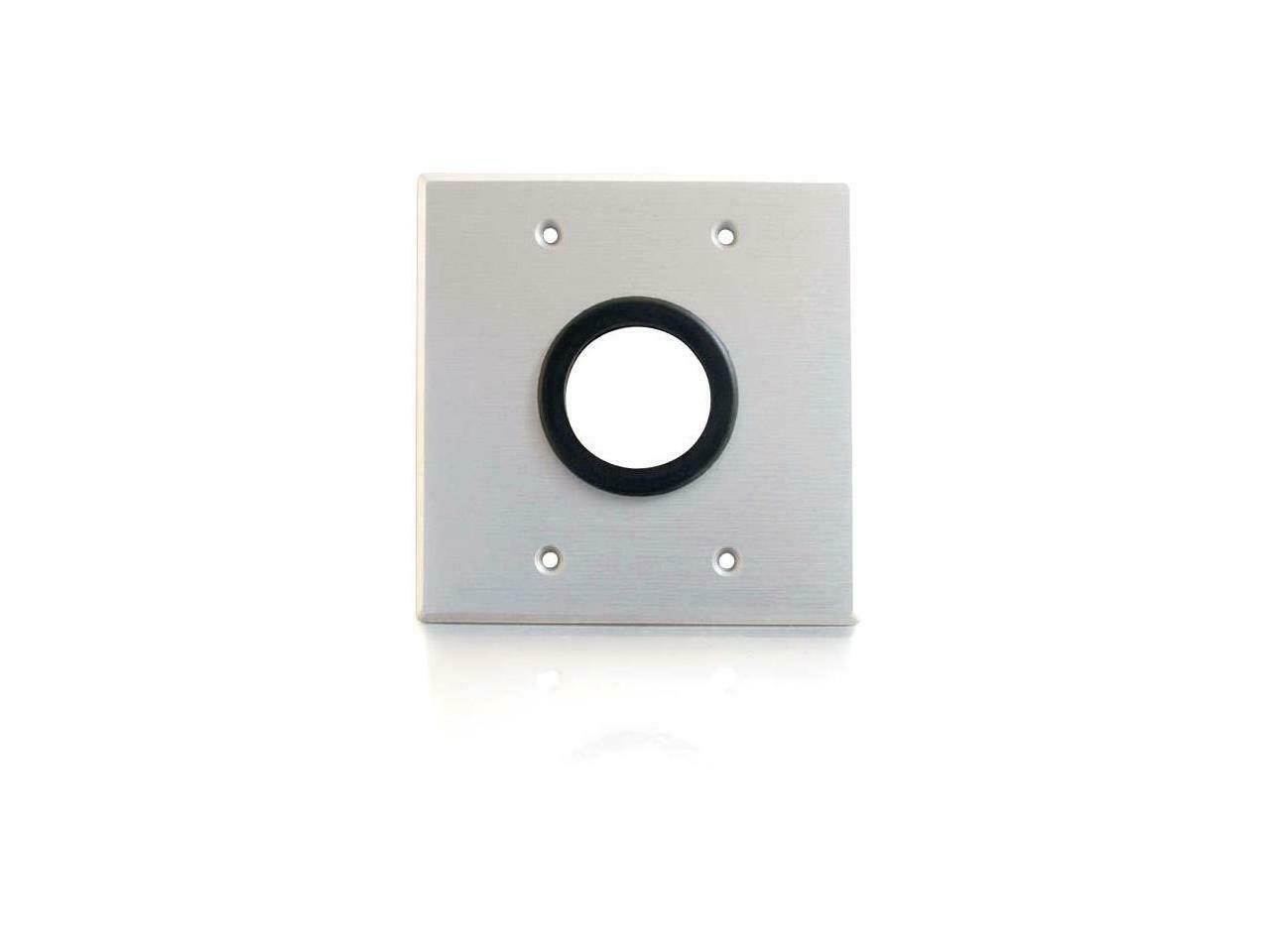 C2g 1.5In Grommet Cable Pass Through Double Gang Wall Plate - Brushed Aluminum