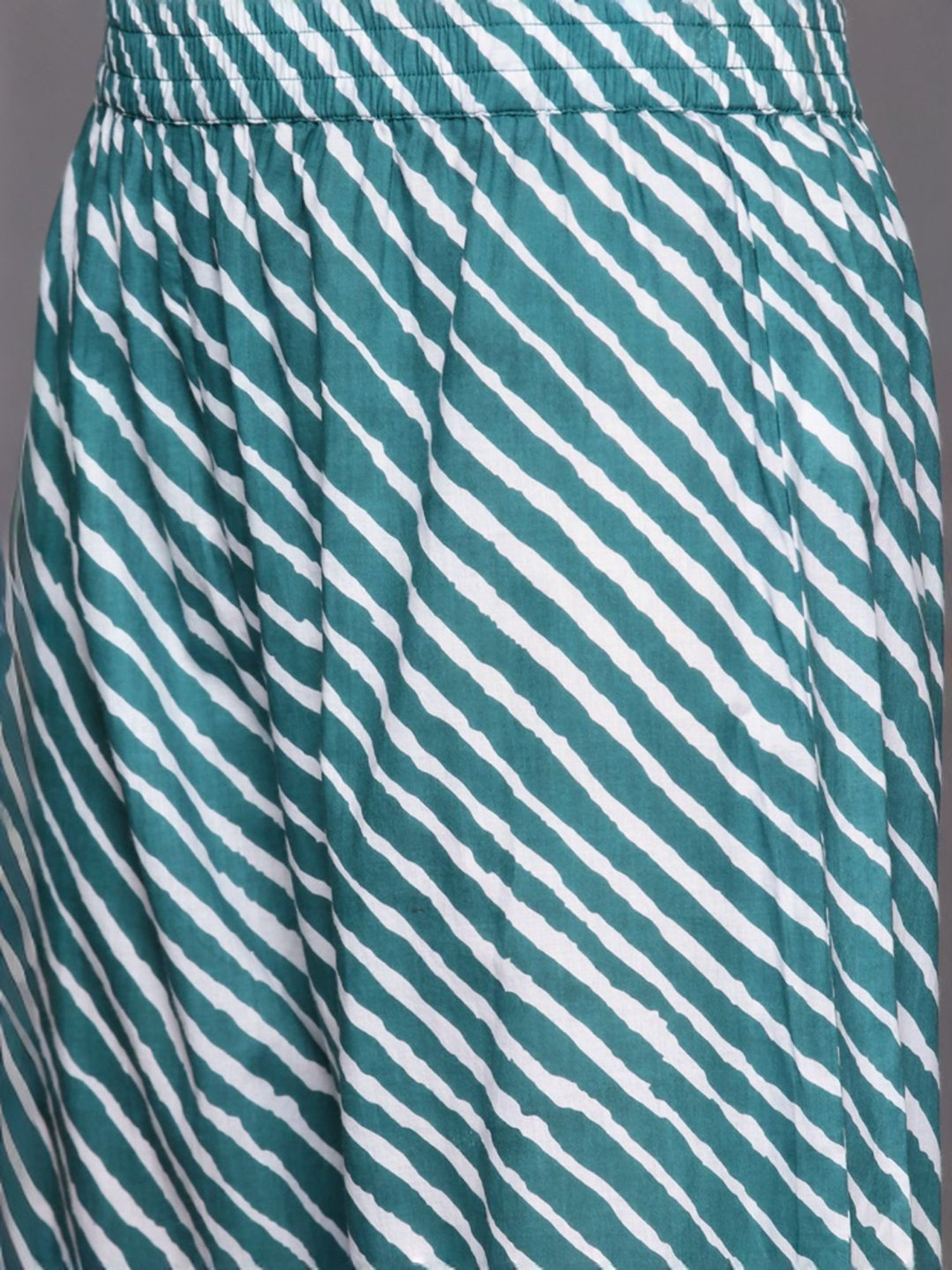 Varanga Turquoise Cotton Striped Kurta Palazzo Set With Dupatta