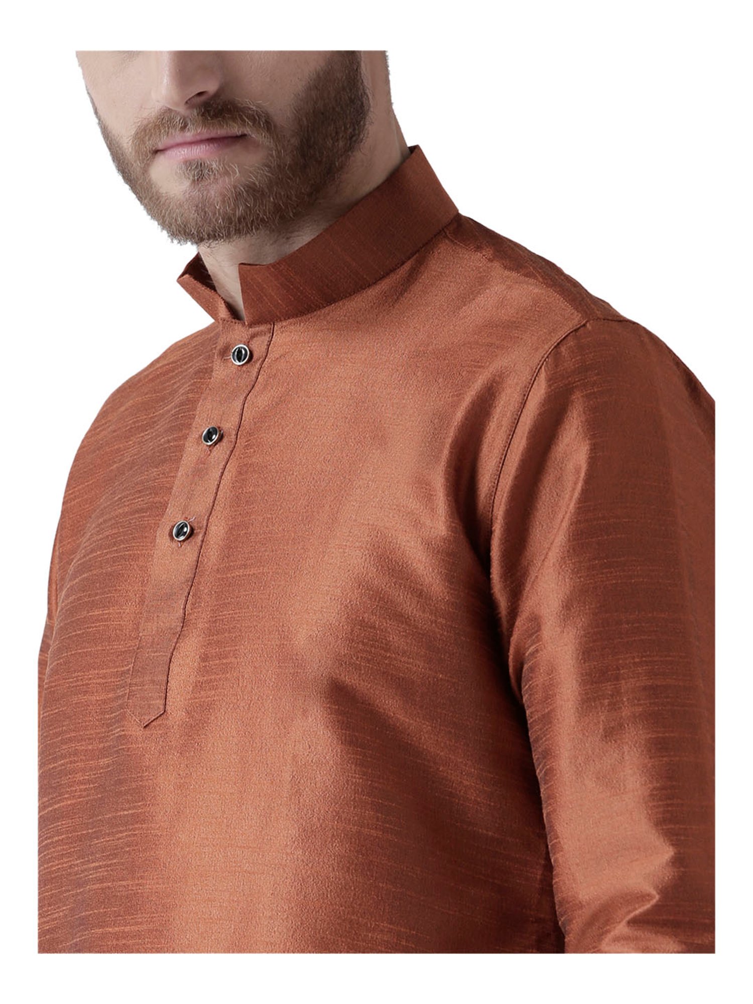 Deyann Brown & White Silk Kurta Set