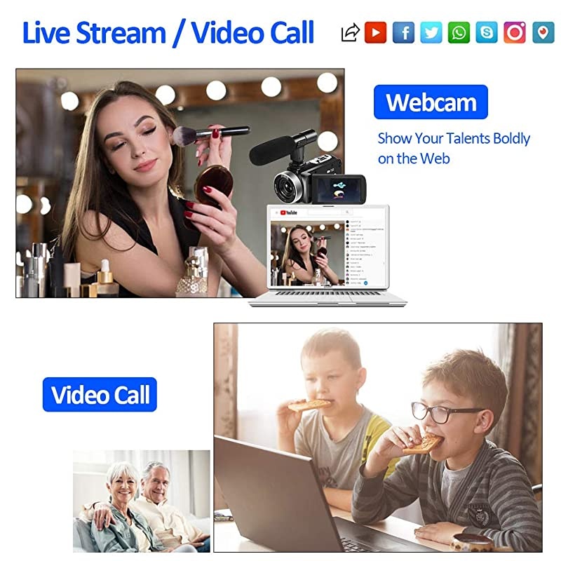 4K Video Camera Camcorder Digital YouTube Vlogging Camera Recorder UHD 30MP 3 Inch Touch Screen 18X Camcorder with Microphone,2 Batteries