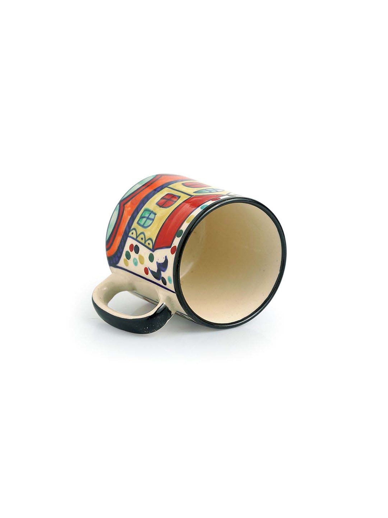 ExclusiveLane Strokes Of Paint- The Hut Multicolor Ceramic Coffee Cup (0.22 L) - Set of 12